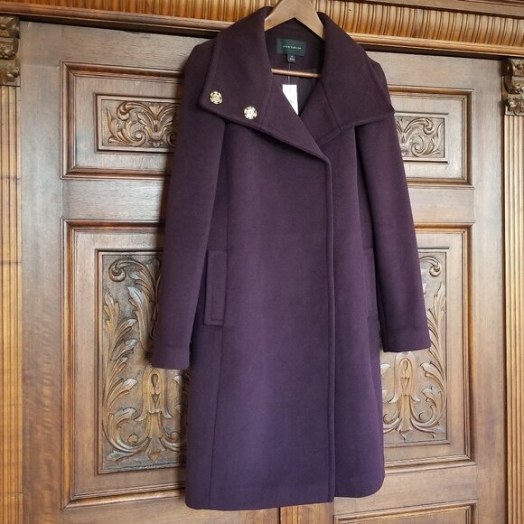 NEW Plum Wool-Blend Coat - Picture 2 of 10